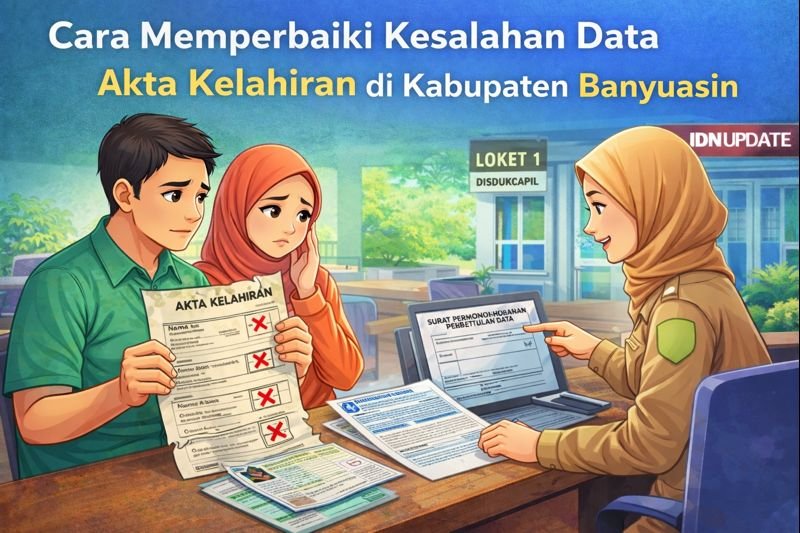 Ilustrasi perbaikan kesalahan data akta kelahiran di Kabupaten Banyuasin