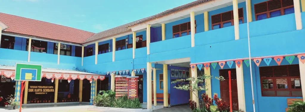 Gedung SMK Karya Sembawa di Kecamatan Sembawa, Kabupaten Banyuasin, Sumatera Selatan