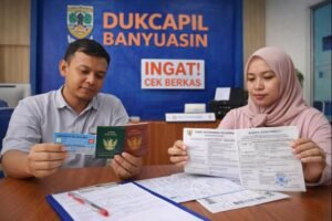 Ilustrasi warga menyiapkan berkas dokumen kependudukan anak untuk layanan Dukcapil di Kabupaten Banyuasin