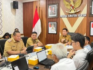 Sekda Banyuasin Erwin Ibrahim menghadiri rapat persiapan ground breaking pembangunan pabrik Bio Avtur di Muara Sungsang, Kecamatan Banyuasin II.
