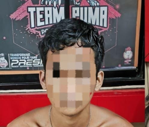 Tersangka kasus curat di Kecamatan Betung diamankan Satreskrim Polres Banyuasin (wajah diburamkan)