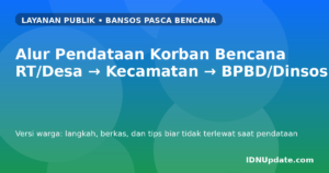 Ilustrasi alur pendataan korban bencana dari RT/Desa ke BPBD dan Dinsos di Kabupaten Banyuasin