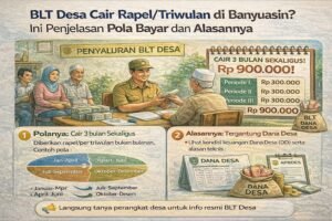 Infografis BLT Desa cair rapel/triwulan di Kabupaten Banyuasin: pola bayar gabungan beberapa bulan dan alasan teknis penyaluran