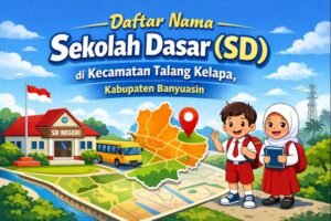 Ilustrasi daftar nama Sekolah Dasar (SD) di Kecamatan Talang Kelapa, Kabupaten Banyuasin sebagai referensi layanan publik pendidikan.