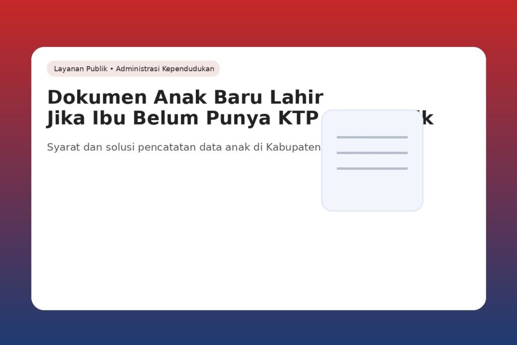 Ilustrasi pengurusan dokumen anak baru lahir ketika ibu belum memiliki KTP elektronik di Kabupaten Banyuasin.