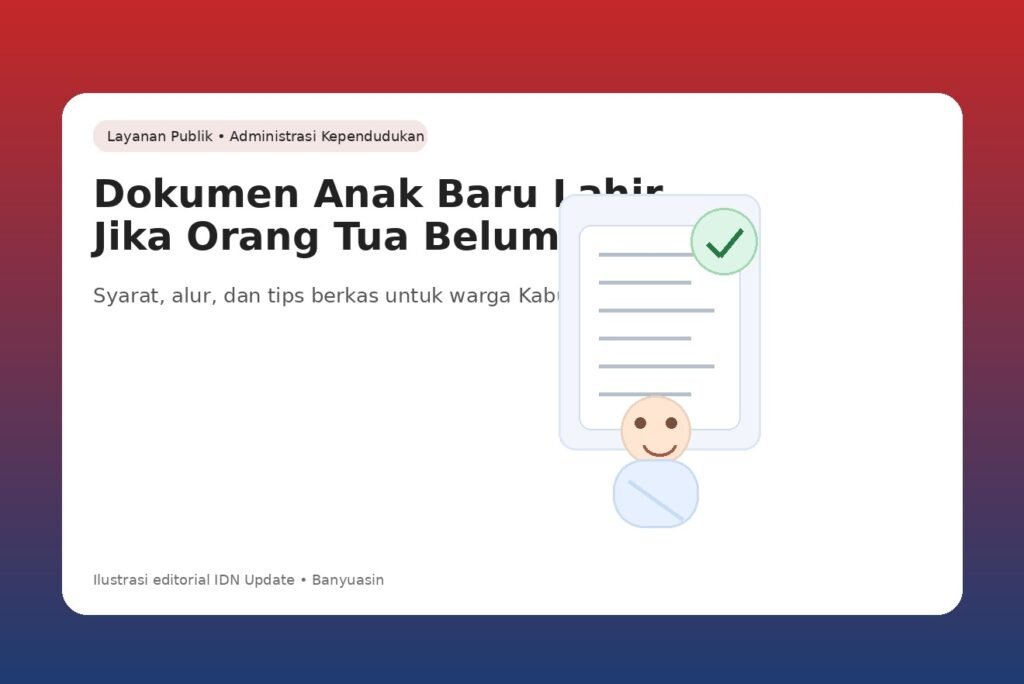 Ilustrasi dokumen kependudukan anak baru lahir untuk kasus orang tua belum menikah di Kabupaten Banyuasin.
