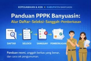 Infografik alur PPPK Banyuasin: daftar, seleksi, sanggah, hingga pemberkasan berkas