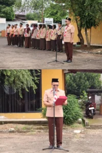 Camat Banyuasin III membuka pelepasan kontingen Jambore Cabang V di halaman Kantor Camat Banyuasin III, Pangkalan Balai