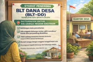 Poster syarat penerima BLT Dana Desa (BLT-DD) di Kabupaten Banyuasin: kriteria KPM keluarga miskin ekstrem