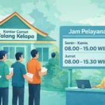 Jam Pelayanan Kantor Camat Talang Kelapa Banyuasin: Senin–Kamis 08.00–15.00 WIB, Jumat hingga 15.30 WIB
