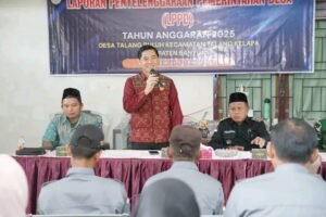 Suasana pemaparan LPPD Desa Talang Buluh Tahun Anggaran 2025 di Kecamatan Talang Kelapa, Kabupaten Banyuasin.