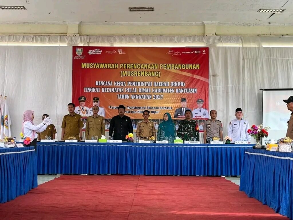Suasana pembukaan Musrenbang tingkat Kecamatan Pulau Rimau untuk penyusunan RKPD Kabupaten Banyuasin Tahun Anggaran 2027.