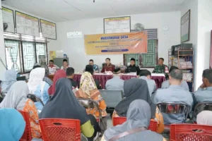 Suasana musyawarah penyusunan APBDes Tahun Anggaran 2026 di Kantor Desa Talang Buluh, Kecamatan Talang Kelapa, Kabupaten Banyuasin