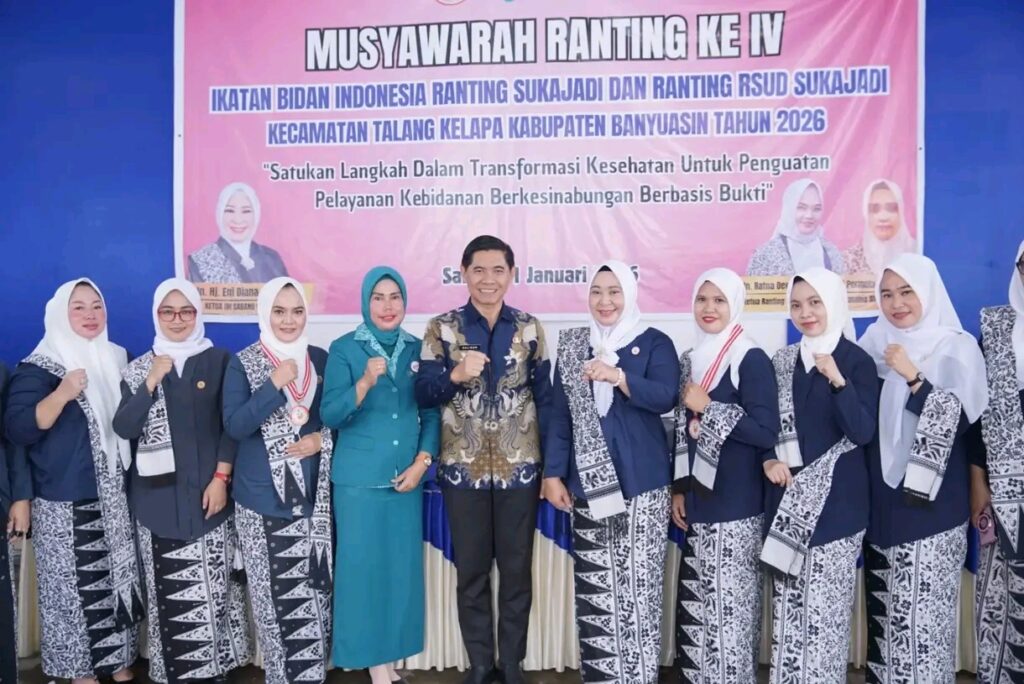 Camat Talang Kelapa bersama IBI Ranting Sukajadi dan Ranting RSUD Sukajadi pada Musyawarah Ranting 2026 di Puskesmas Sukajadi