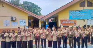 Pelepasan kontingen Kwartir Ranting Talang Kelapa untuk Jambore Cabang V Banyuasin 2026 di SMP Negeri 1 Talang Kelapa