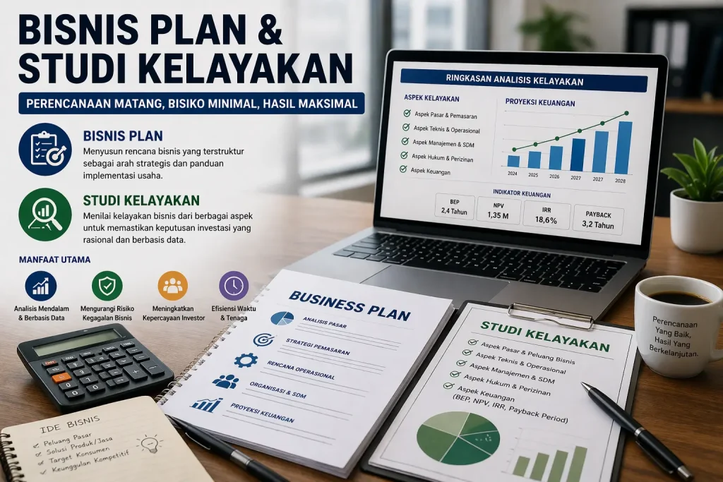Ilustrasi business plan dan studi kelayakan untuk perencanaan usaha yang lebih terarah dan minim risiko