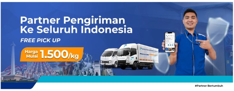Banner partner pengiriman ke seluruh Indonesia dengan layanan pickup dan armada cargo