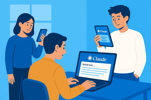 Ilustrasi penggunaan Claude AI oleh tim untuk kebutuhan kerja dan kolaborasi digital