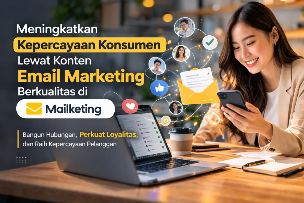 Ilustrasi email marketing untuk meningkatkan kepercayaan konsumen dan kredibilitas brand