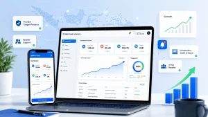 Ilustrasi dashboard SMM panel Indonesia untuk mendukung layanan social media marketing dan pertumbuhan akun bisnis